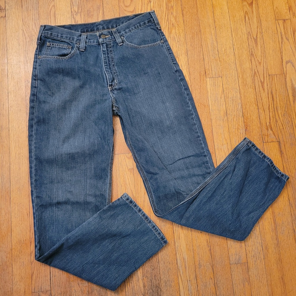 Carhartt 33x34 Blue Jeans Relaxed Fit Denim 101483-968 Work Barn Chores Normcore